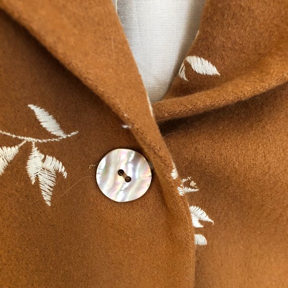 Vintage Linda Bertozzi Wool Floral Camel Jacket - Picture 2 of 11